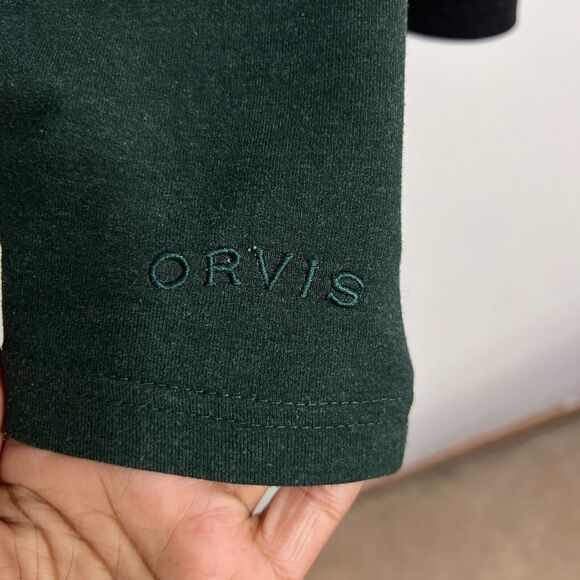 Orvis T-Shirt Mens 2XL Long Sleeve Raglan Green Black Crew Neck Embroidered Logo - Picture 5 of 9